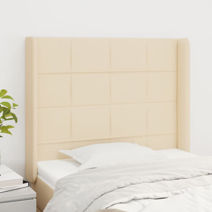 Tăblie de pat cu aripioare, crem, 83x16x118/128 cm, textil - WALTI WALTI