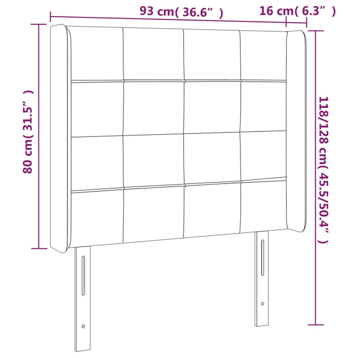 Tăblie de pat cu aripioare gri închis 93x16x118/128 cm textil - WALTI WALTI