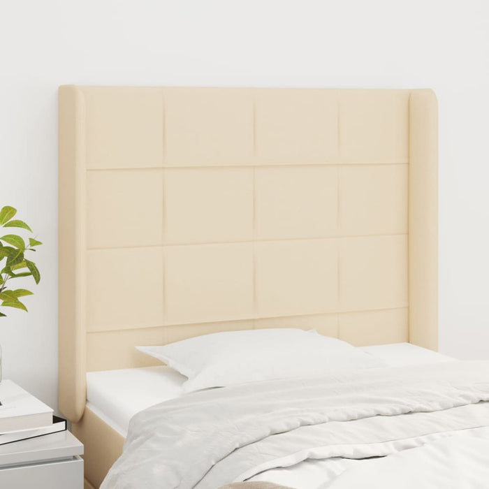 Tăblie de pat cu aripioare, crem, 93x16x118/128 cm, textil - WALTI WALTI