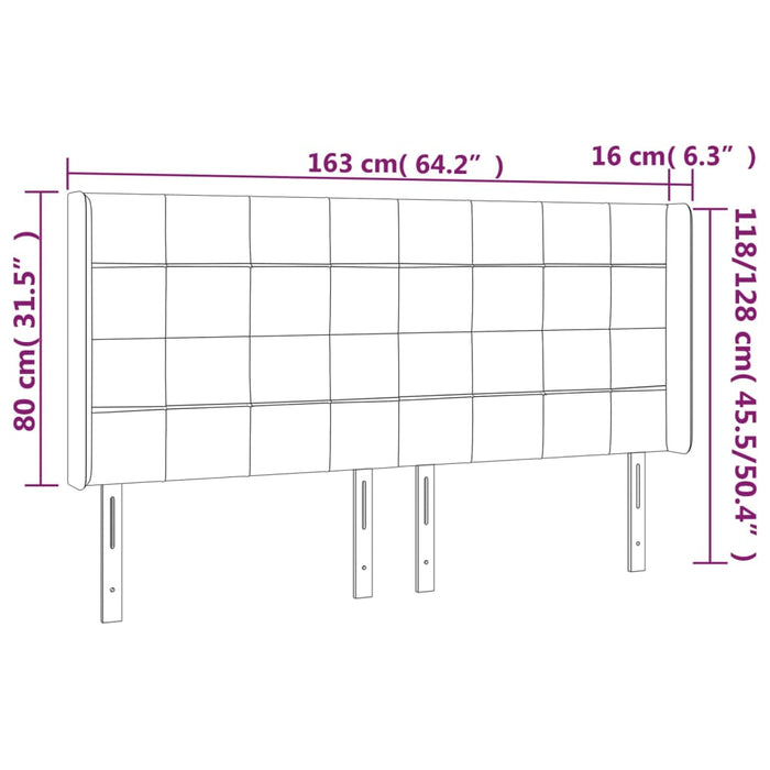 Tăblie de pat cu aripioare maro închis 163x16x118/128 cm textil WALTI