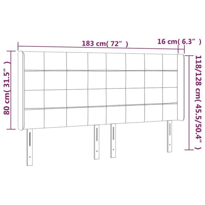 Tăblie de pat cu aripioare, albastru, 183x16x118/128 cm, textil - WALTI WALTI