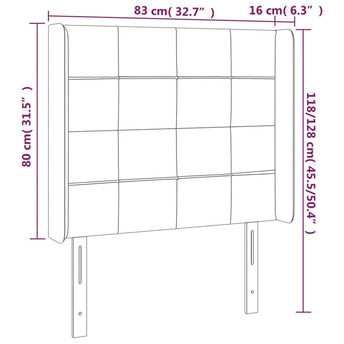 Tăblie de pat cu aripioare gri închis 83x16x118/128 cm catifea - WALTI WALTI
