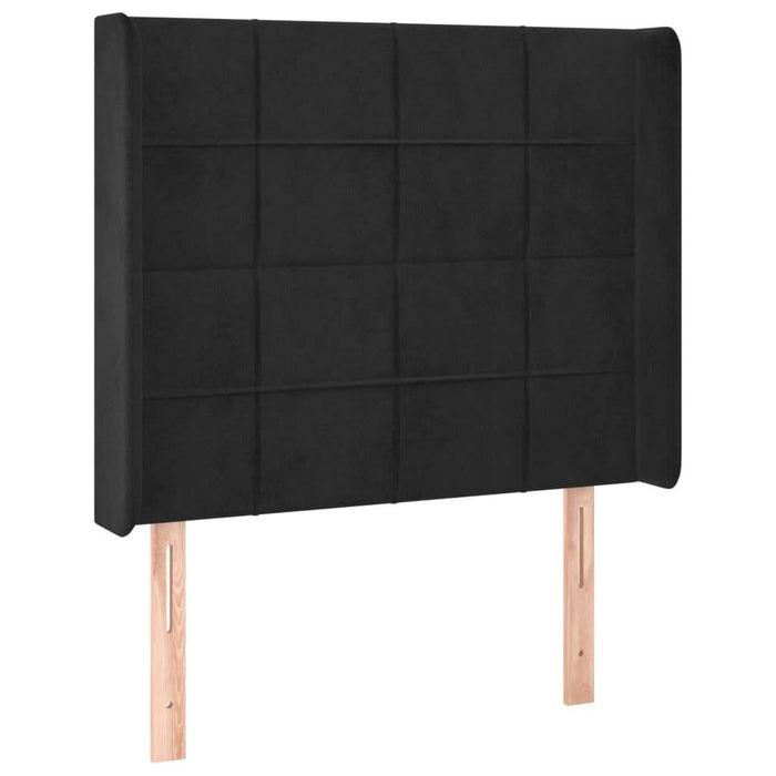 Tăblie de pat cu aripioare, negru, 83x16x118/128 cm, catifea - WALTI WALTI