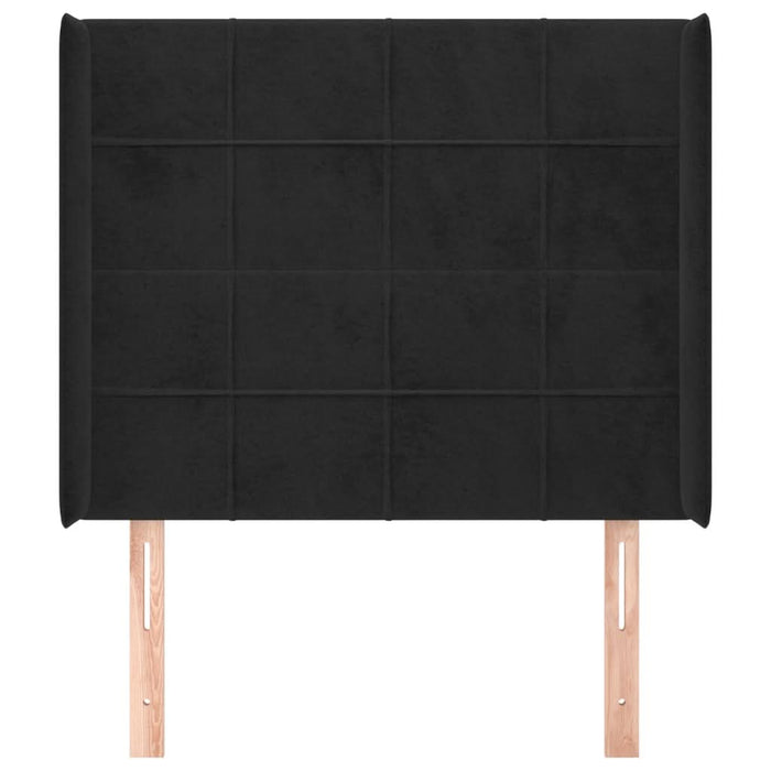 Tăblie de pat cu aripioare, negru, 83x16x118/128 cm, catifea - WALTI WALTI