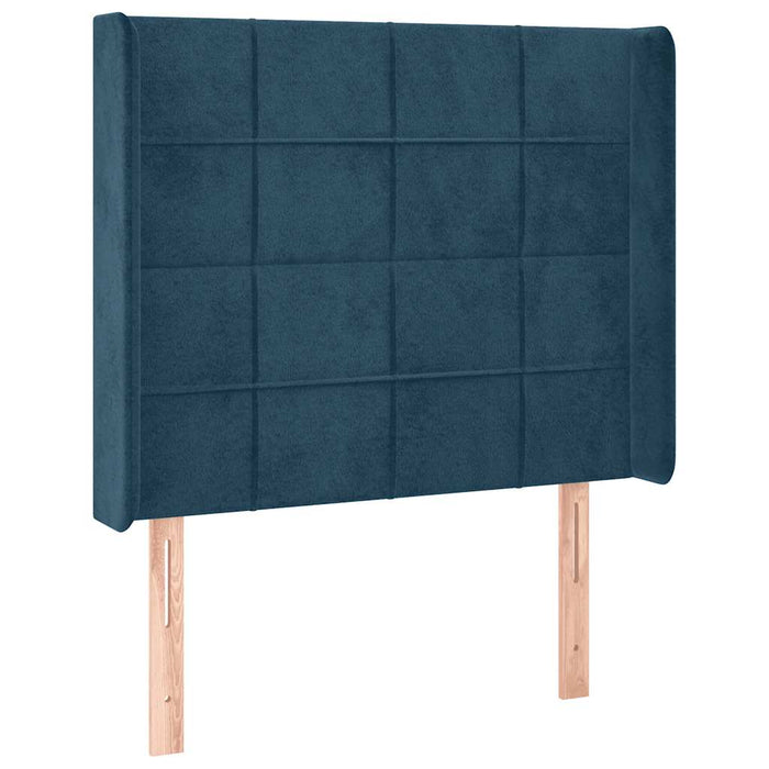 Tăblie pat cu urechi albastru închis 103x16x118/128 cm catifea - WALTI WALTI