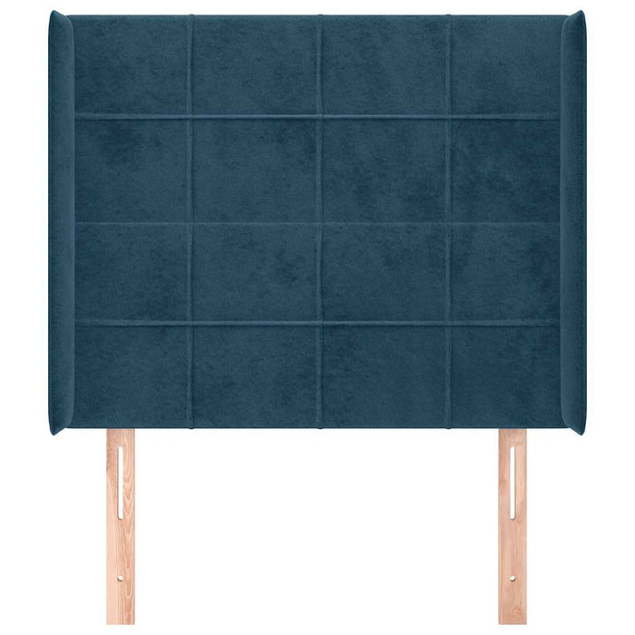 Tăblie pat cu urechi albastru închis 103x16x118/128 cm catifea - WALTI WALTI