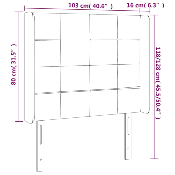 Tăblie pat cu urechi albastru închis 103x16x118/128 cm catifea - WALTI WALTI