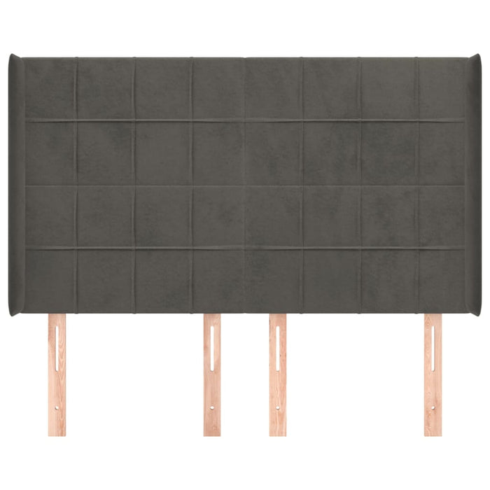 Tăblie de pat cu aripioare gri închis 147x16x118/128 cm catifea - WALTI WALTI