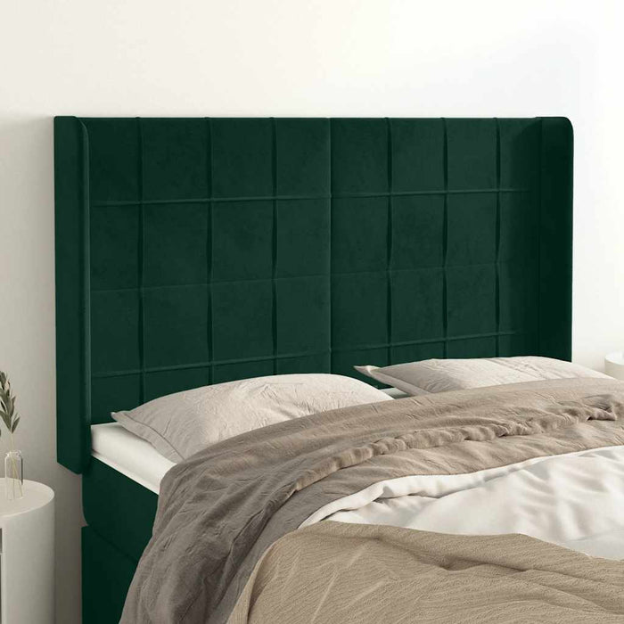 Tăblie pat cu aripioare verde închis 147x16x118/128 cm catifea - WALTI WALTI