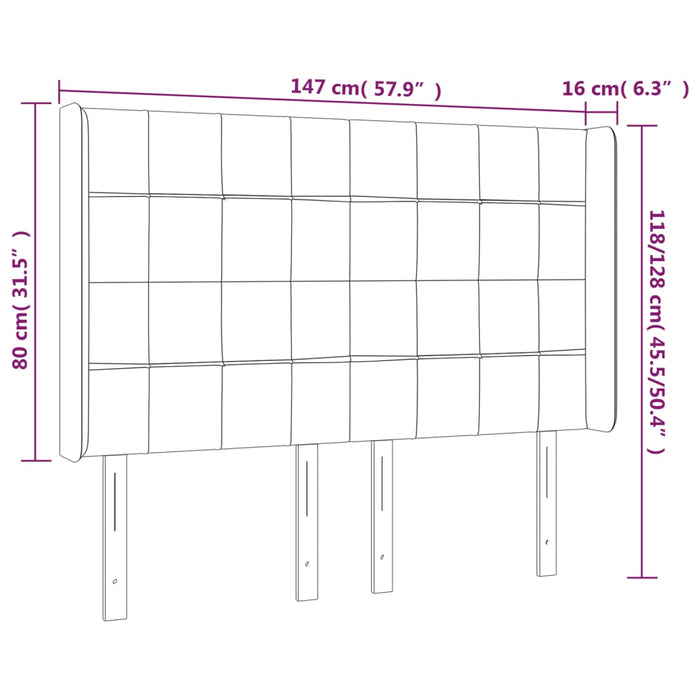 Tăblie pat cu urechi albastru închis 147x16x118/128 cm catifea - WALTI WALTI