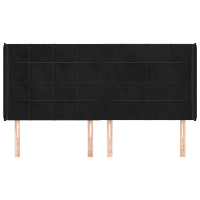 Tăblie de pat cu aripioare, negru, 163x16x118/128 cm, catifea - WALTI WALTI