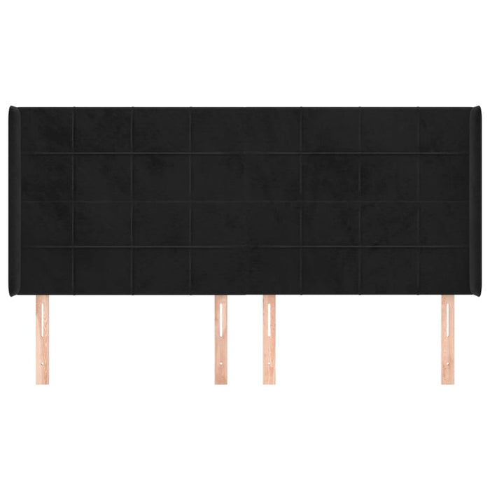 Tăblie de pat cu aripioare, negru, 183x16x118/128 cm, catifea WALTI