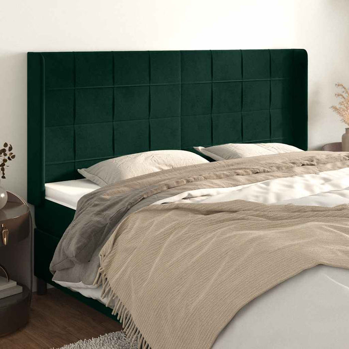Tăblie pat cu aripioare verde închis 183x16x118/128 cm catifea - WALTI WALTI