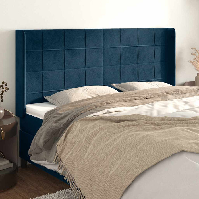 Tăblie pat cu urechi albastru închis 183x16x118/128 cm catifea - WALTI WALTI