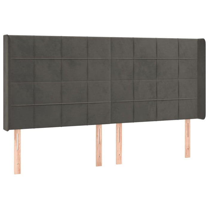 Tăblie de pat cu aripioare gri închis 203x16x118/128 cm catifea - WALTI WALTI