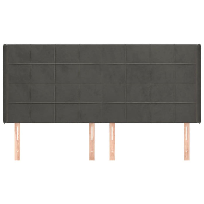 Tăblie de pat cu aripioare gri închis 203x16x118/128 cm catifea - WALTI WALTI