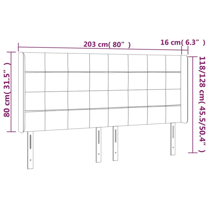Tăblie de pat cu aripioare gri închis 203x16x118/128 cm catifea - WALTI WALTI