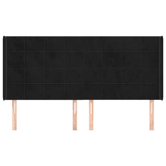 Tăblie de pat cu aripioare, negru, 203x16x118/128 cm, catifea WALTI