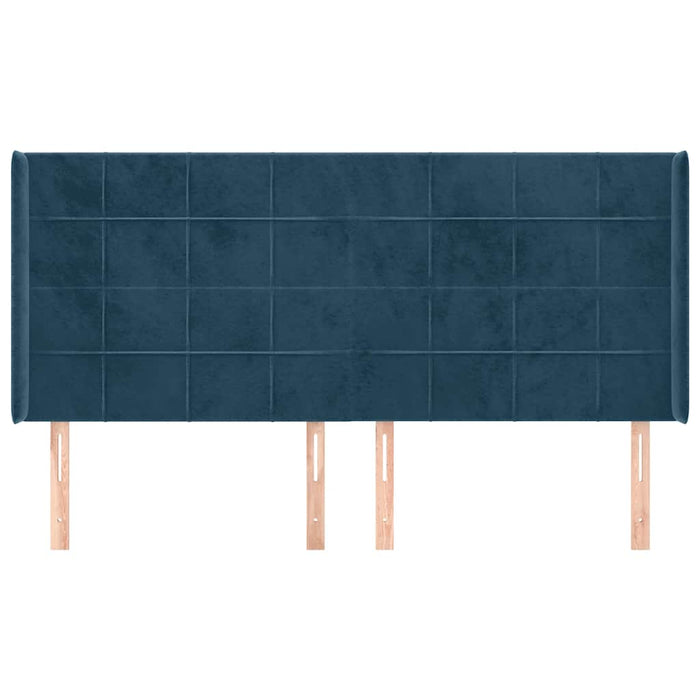 Tăblie pat cu urechi albastru închis 203x16x118/128 cm catifea - WALTI WALTI