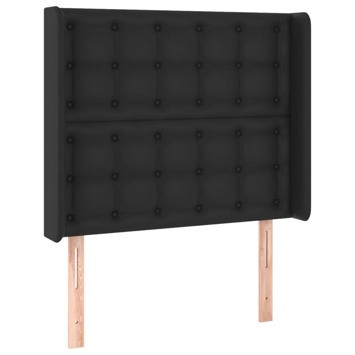 Tăblie de pat cu aripioare, negru, 83x16x118/128 cm, piele eco - WALTI WALTI