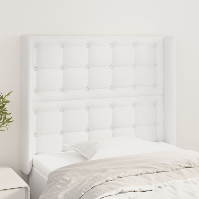 Tăblie de pat cu aripioare, alb, 83x16x118/128 cm, piele eco - WALTI WALTI