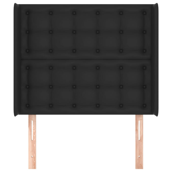 Tăblie de pat cu aripioare, negru, 93x16x118/128 cm, piele eco WALTI