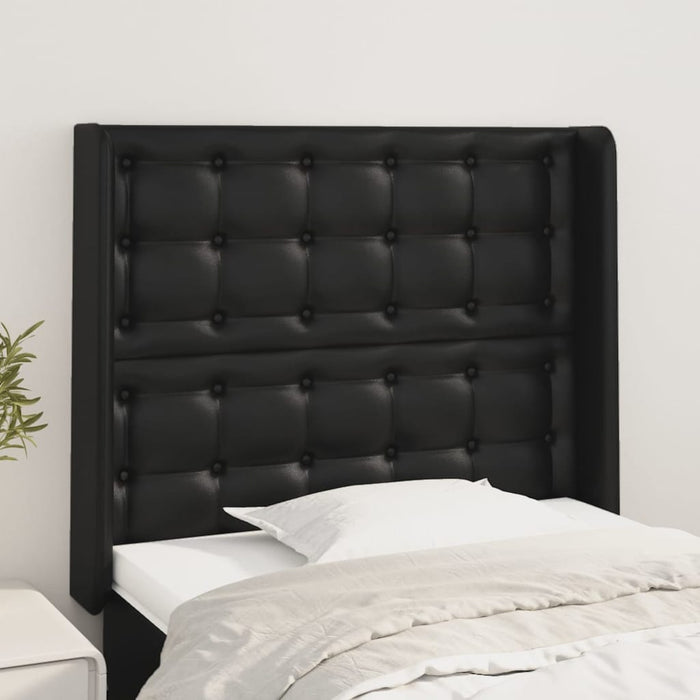 Tăblie de pat cu aripioare, negru, 93x16x118/128 cm, piele eco WALTI