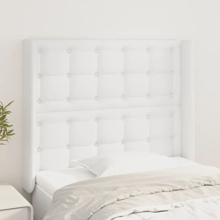 Tăblie de pat cu aripioare, alb, 103x16x118/128 cm, piele eco - WALTI WALTI