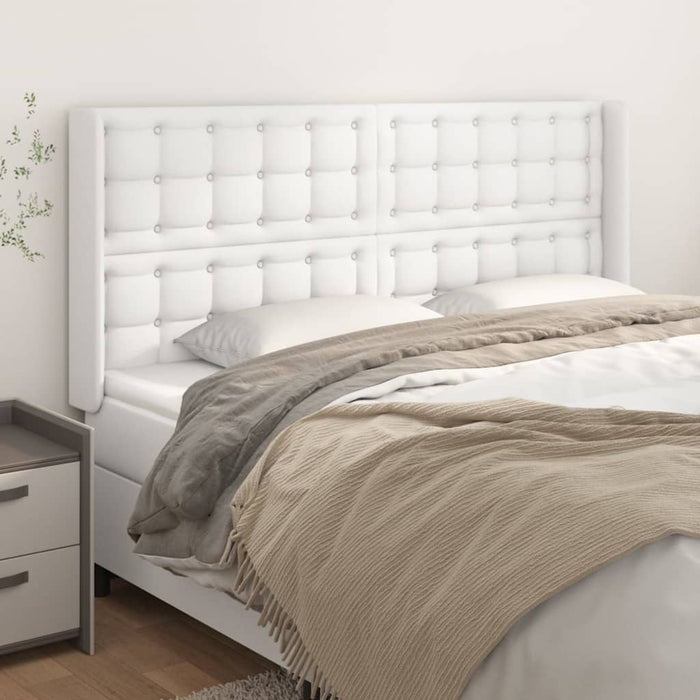 Tăblie de pat cu aripioare, alb, 163x16x118/128 cm, piele eco - WALTI WALTI