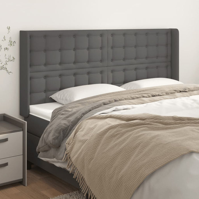 Tăblie de pat cu aripioare gri 163x16x118/128 cm catifea - WALTI WALTI