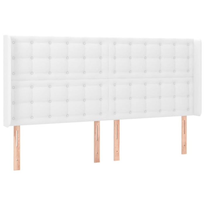 Tăblie de pat cu aripioare, alb, 183x16x118/128 cm, piele eco - WALTI WALTI