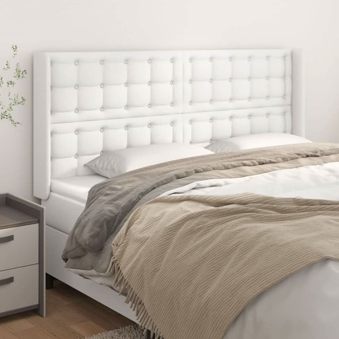 Tăblie de pat cu aripioare, alb, 183x16x118/128 cm, piele eco - WALTI WALTI
