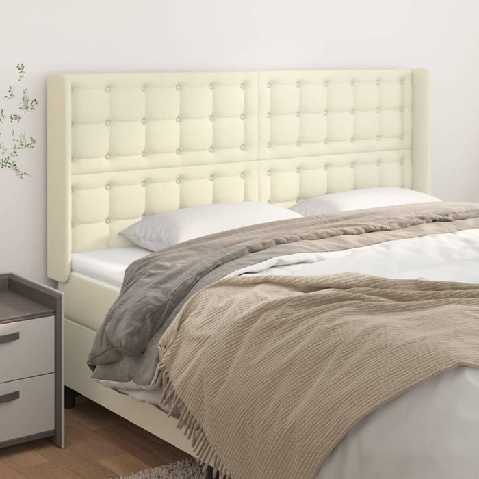 Tăblie de pat cu aripioare, crem, 183x16x118/128 cm, piele eco - WALTI WALTI