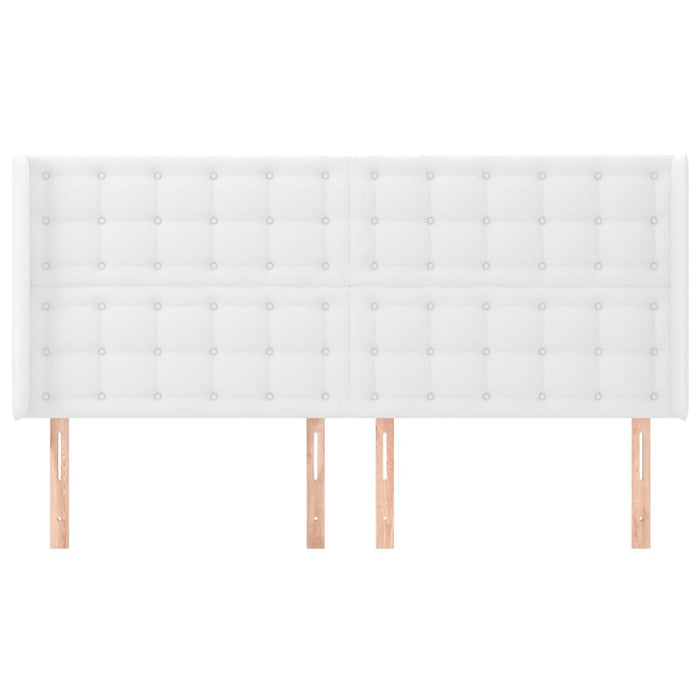 Tăblie de pat cu aripioare, alb, 203x16x118/128 cm, piele eco - WALTI WALTI