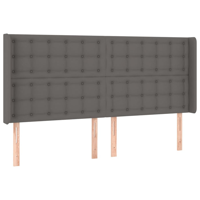 Tăblie de pat cu aripioare gri 203x16x118/128 cm piele eco - WALTI WALTI