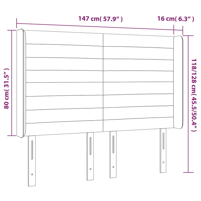 Tăblie de pat cu aripioare, albastru, 147x16x118/128 cm, textil - WALTI WALTI