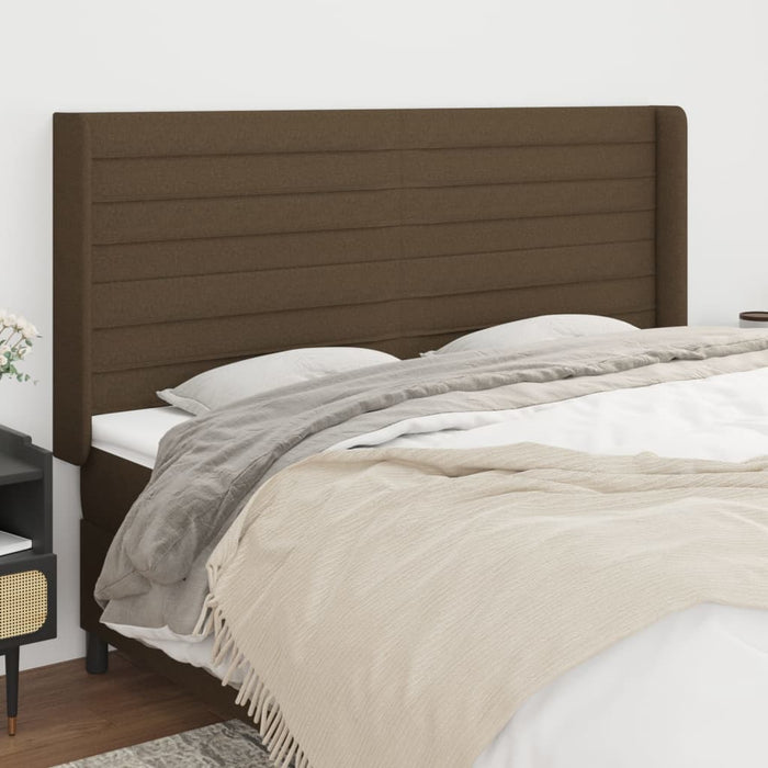 Tăblie de pat cu aripioare maro închis 183x16x118/128 cm textil WALTI