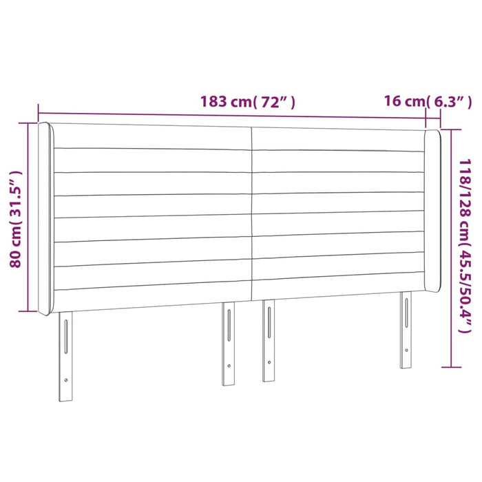 Tăblie de pat cu aripioare, albastru, 183x16x118/128 cm, textil - WALTI WALTI