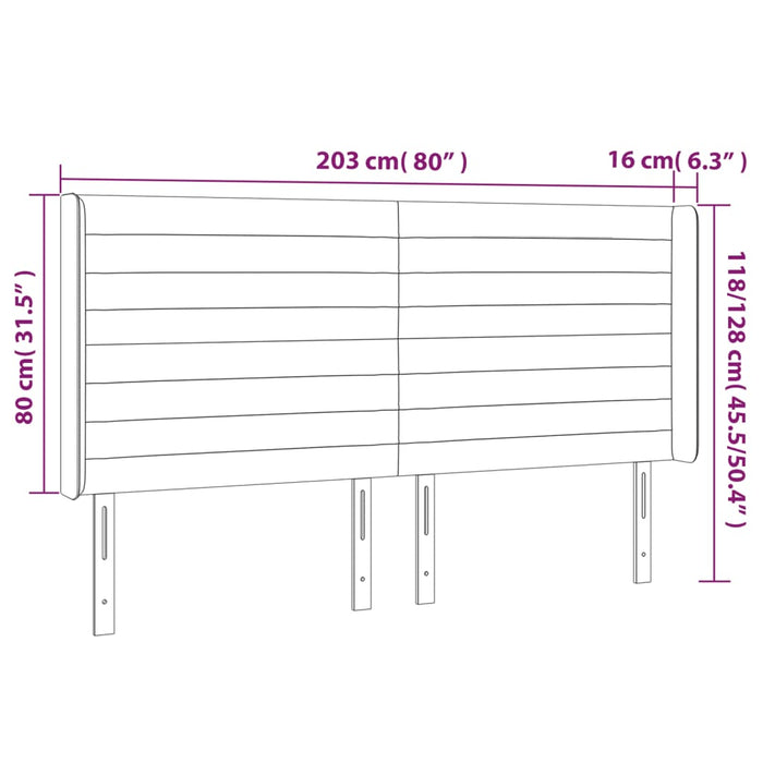 Tăblie de pat cu aripioare gri închis 203x16x118/128 cm textil - WALTI WALTI