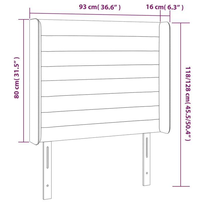 Tăblie de pat cu aripioare gri închis 93x16x118/128 cm catifea - WALTI WALTI