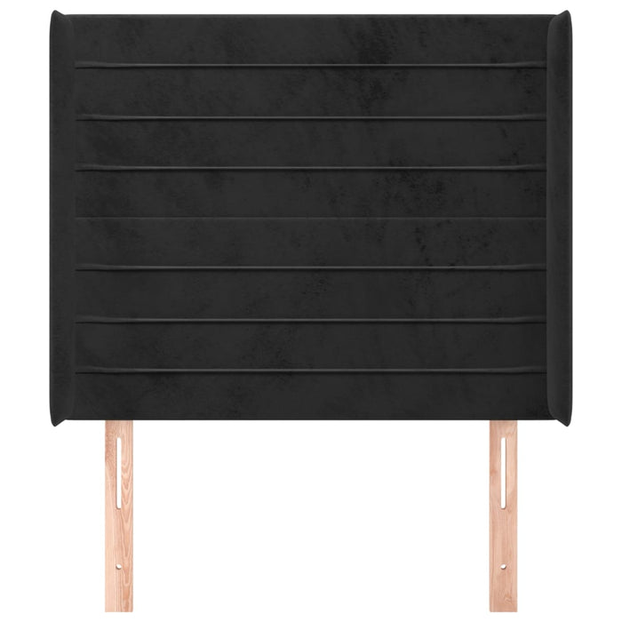 Tăblie de pat cu aripioare, negru, 93x16x118/128 cm, catifea WALTI