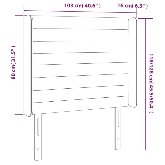 Tăblie de pat cu aripioare gri deschis 103x16x118/128cm catifea - WALTI WALTI