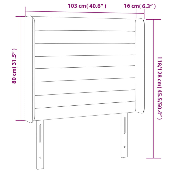 Tăblie pat cu urechi albastru închis 103x16x118/128 cm catifea - WALTI WALTI