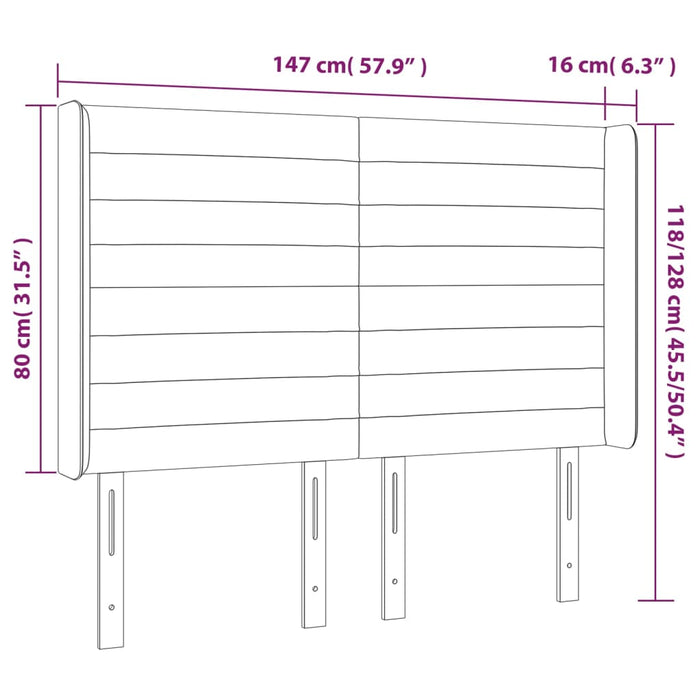 Tăblie de pat cu aripioare gri deschis 147x16x118/128cm catifea - WALTI WALTI