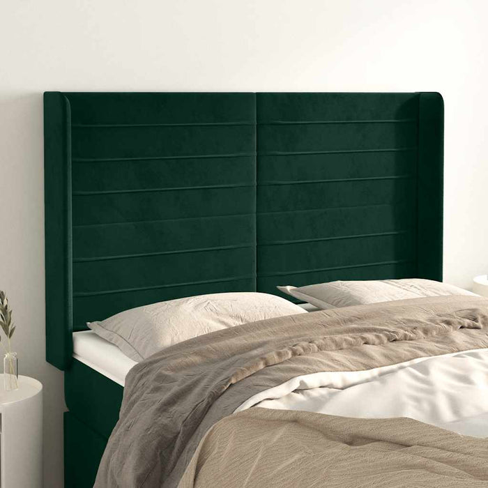 Tăblie pat cu aripioare verde închis 147x16x118/128 cm catifea - WALTI WALTI