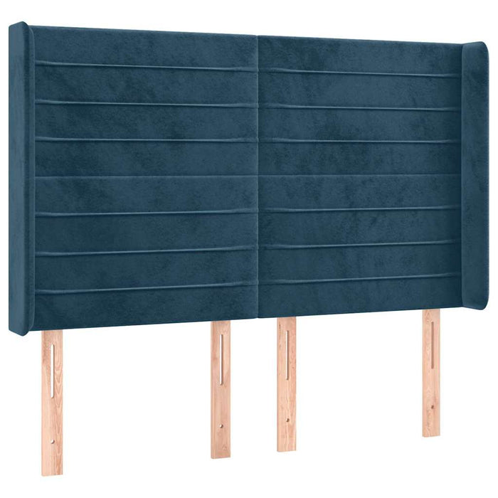 Tăblie pat cu urechi albastru închis 147x16x118/128 cm catifea - WALTI WALTI