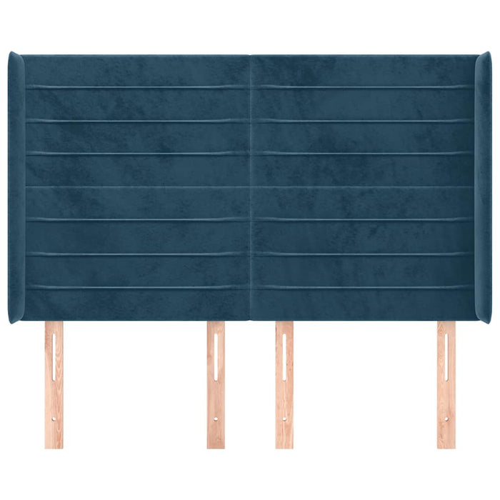 Tăblie pat cu urechi albastru închis 147x16x118/128 cm catifea - WALTI WALTI