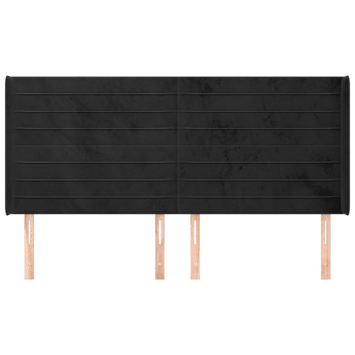 Tăblie de pat cu aripioare, negru, 183x16x118/128 cm, catifea WALTI