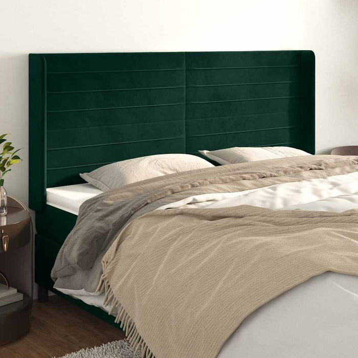 Tăblie pat cu aripioare verde închis 203x16x118/128 cm catifea - WALTI WALTI