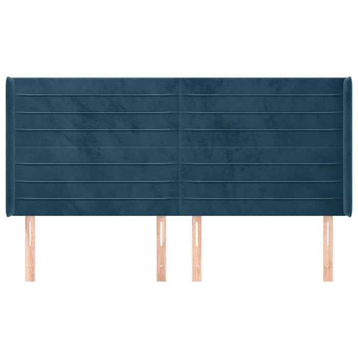 Tăblie pat cu urechi albastru închis 203x16x118/128 cm catifea - WALTI WALTI